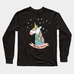 Xmas Doodle - Unicorn Long Sleeve T-Shirt